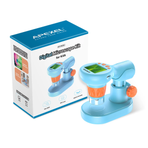 Hordozható mikroszkóp gyerekeknek, Apexel MS201, digitális, maximális zoom 800x, microSD 32Gb, kék