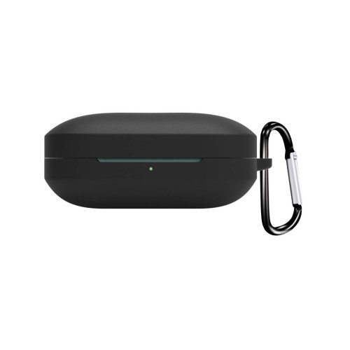 Szilikon tok, THD, kompatibilis a OnePlus Buds Pro 2 vezeték nélküli fejhallgatóval, karabinerrel, fekete