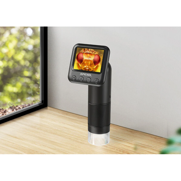 Hordozható mikroszkóp, Apexel MS008, digitális, maximális zoom 800x, ultrakönnyű, microSD 32Gb, fekete