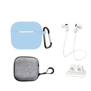 Kiterjesztett 5 az 1-ben márkájú THD készlet az Apple Airpods 3 fejhallgató védelmére, sierra kék színű