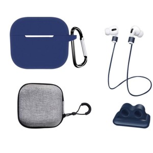 Bővített 5 az 1-ben márkájú THD készlet az Apple Airpods 3 fejhallgató védelmére, sötétkék színű