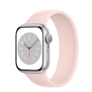 THD solo loop szilikon karkötő Apple Watch 41mm series 8-hoz, S méret, csuklóhossz 158-177 mm, krétarózsaszín