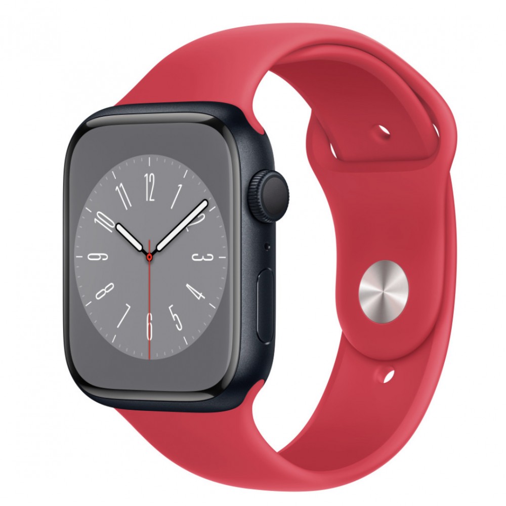 THD szilikon szíj kompatibilis a 45 mm-es Apple Watch 8-as sorozattal és az Apple Watch Ultra 49 mm-es órával, M/L méret, piros