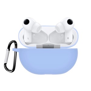 Huawei FreeBuds Pro vezeték nélküli sztereó fejhallgató védelmére szolgáló huzat, világoskék színű akasztóval