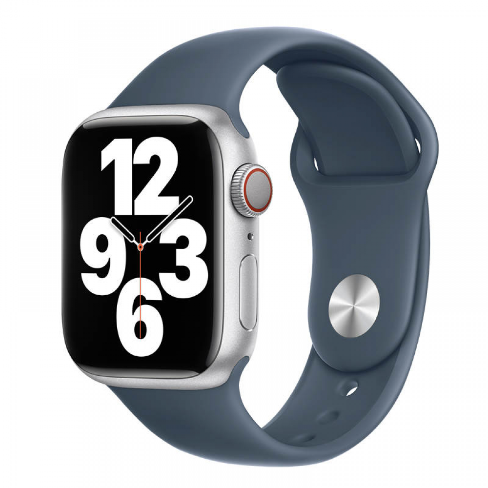 Szilikon szíj, THD márka, kompatibilis Apple Watch 45 mm-es sorozat 9, Apple Watch SE 44 mm, M/L méret, viharkék