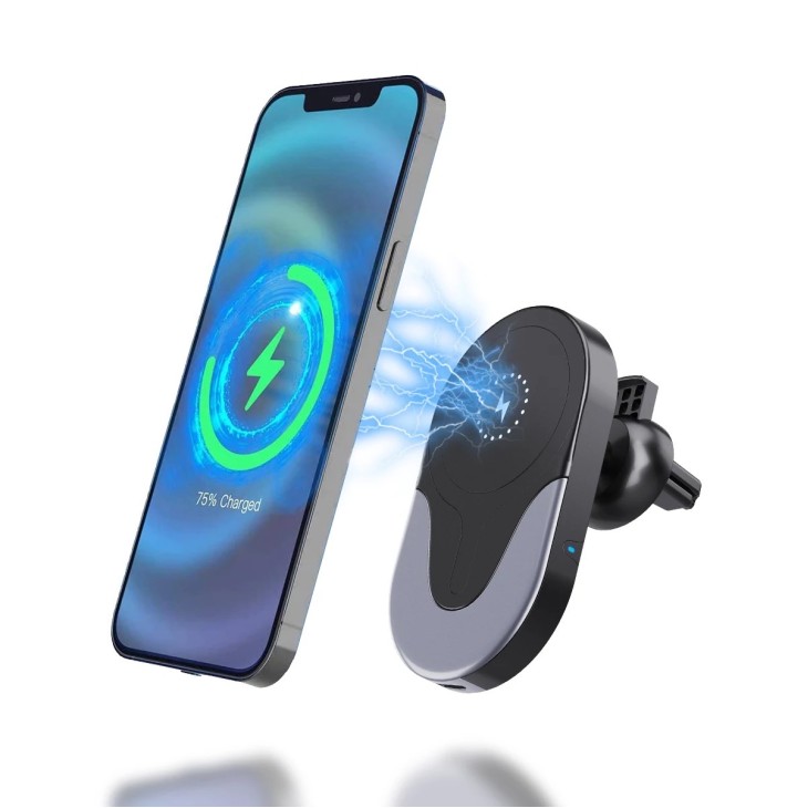 Gyors vezeték nélküli THD autós töltő, mágneses, iPhone 15, iPhone 14, iPhone 13 telefonokhoz, 15 W teljesítmény