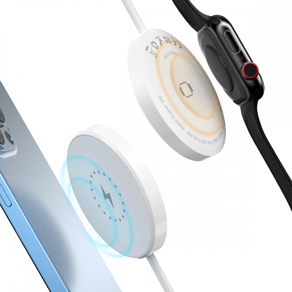Kétoldalas THD mágneses vezeték nélküli töltő iPhone 14,13,12, Apple Watch, Airpod készülékekhez, teljesítmény 15W/3W