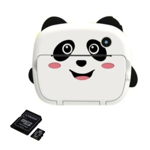Csomag: Digitális gyerekfotó-videokamera, THD Pixels KX-03, micro SD kártya 32Gb, Wifi, hőnyomtató, 12 megapixeles felbontás, Panda modell