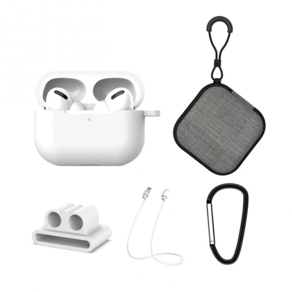 Bővített 5 az 1-ben készlet az Apple Airpods Pro fejhallgató védelmére, fehér színű