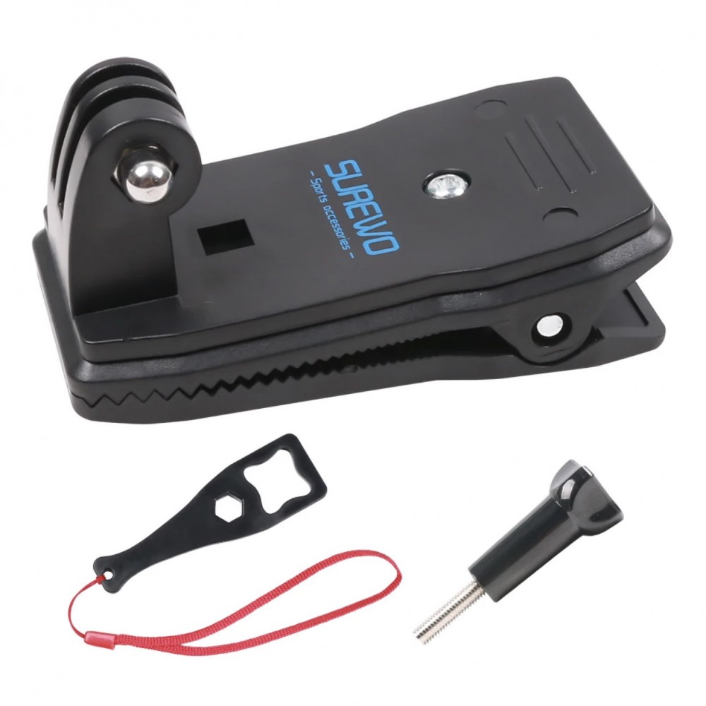 Surewo márkájú csipesz a hátizsák pántjához GoPro Hero 12/ 11/ 10/ 9/ 8/ 7 / 6/5, Session, DJI Osmo Action kamerákhoz és egyéb modellekhez