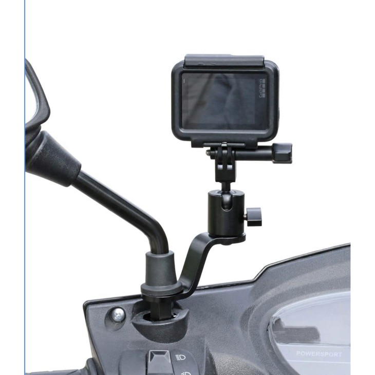 Surewo márkájú rendszer a GoPro 12/11/10/9/8/7/6/5, DJI Osmo Action és hasonló kamerák motorkerékpár tükörre való rögzítéséhez