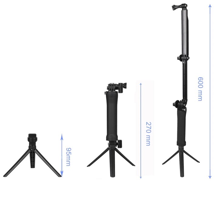 System 3 az 1-ben monopod, állvány, lebegő fogantyú, Telesin márka, sportkamerához GoPro Hero 10,9,8,7,6,5,4, SJCAM, DJI