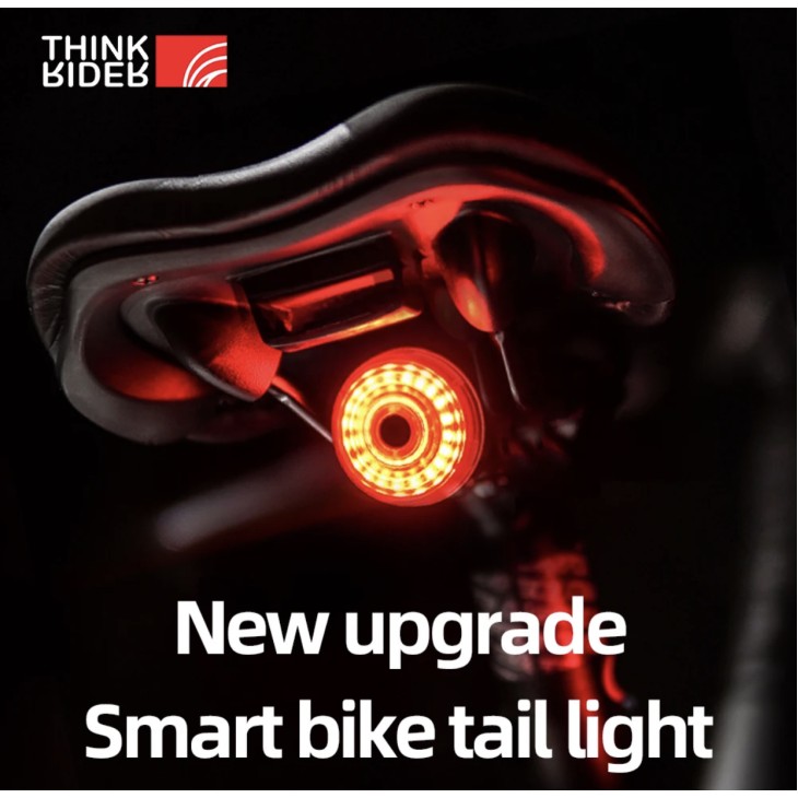 Kerékpár hátsó lámpa, ThinkRider, rögzítése, USB töltés, automatikus be/ki funkció és fékérzékelő