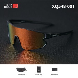 ThinkRider XQ548 kerékpáros szemüveg, UV védelem, fekete keret, narancssárga lencse