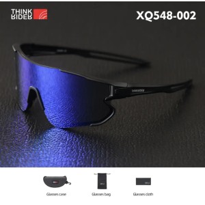 ThinkRider XQ548 kerékpáros szemüveg, UV védelem, fekete keret, kék színezett lencse