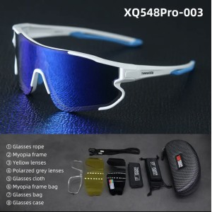 ThinkRider XQ548Pro kerékpáros szemüveg UV-védelemmel, polarizált lencsékkel, 3 lencsés készlet, fehér keret