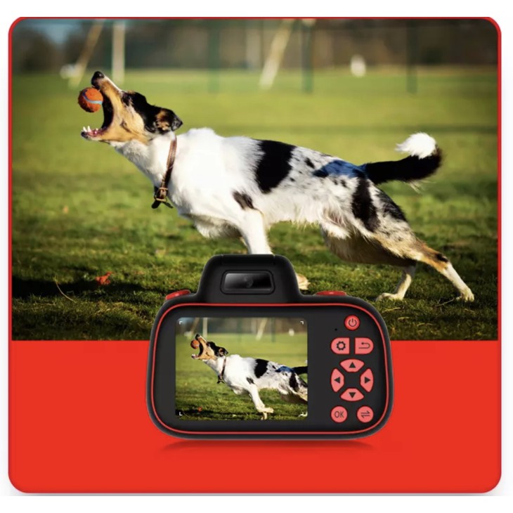 Digitális fényképezőgép gyerekeknek, THD Pixels D6PRO, DSLR megjelenés, 18 megapixeles fotófelbontás, FullHD videó, automatikus fókusz, fekete