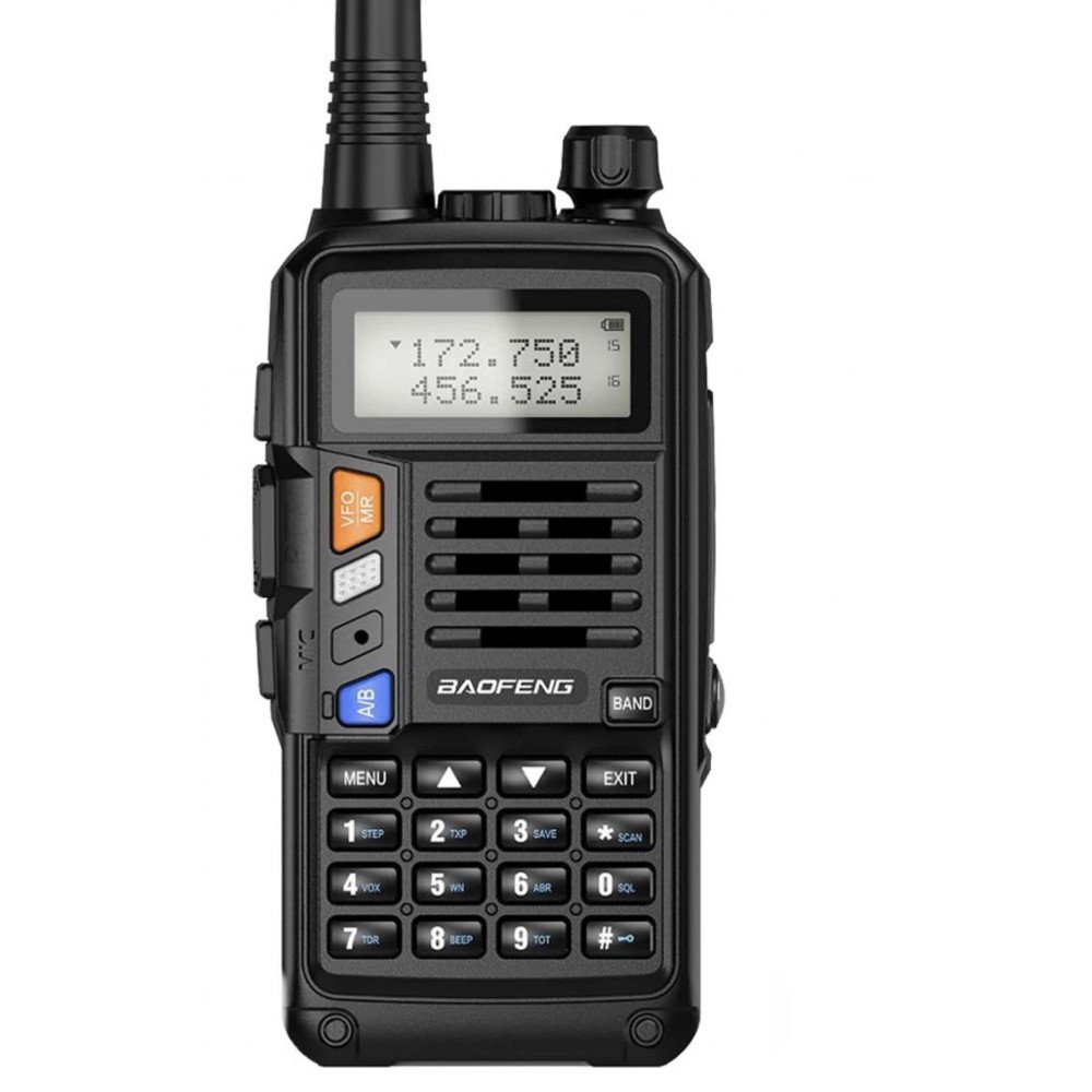 Hordozható adó-vevő állomás, Baofeng UV-S9 plus, kétsávos, 8W, walkie talkie, fekete
