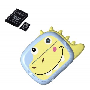 Csomag: 32Gb memóriakártya + digitális fénykép-video kamera gyerekeknek, THD Pixels KX-07, Wifi kommunikáció, hőnyomtató, 12 megapixeles felbontás, kék