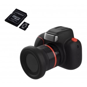 Csomag: 32Gb memóriakártya + digitális fényképezőgép gyerekeknek, THD Pixels D6PRO, DSLR megjelenés, 18 megapixeles fotófelbontás, FullHD videó, automatikus fókusz, fekete