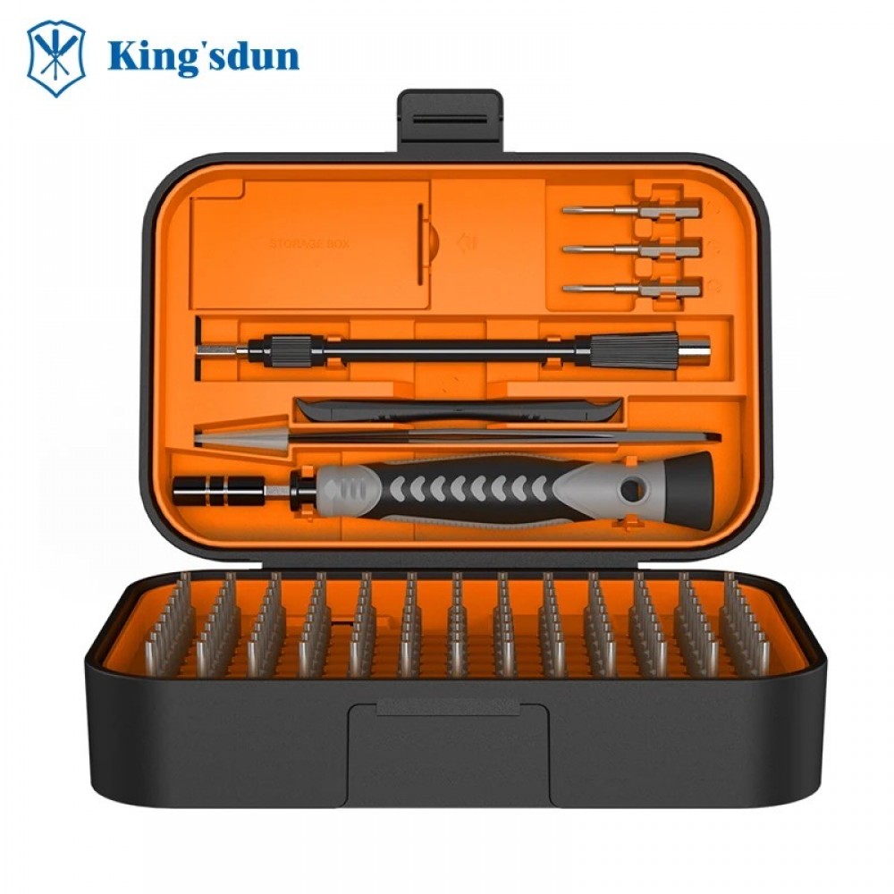 Nagy pontosságú csavarhúzó készlet 130 az 1-ben, KING'SDUN, ergonomikus fogantyú, teleszkópos hosszabbító, laptop, kamera, telefon, drón javítás