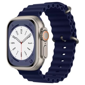 THD Ocean Band szíj, kompatibilis Apple Watch Ultra 49 mm/Apple Watch 42/44/45 mm, univerzális méret, sötétkék színű