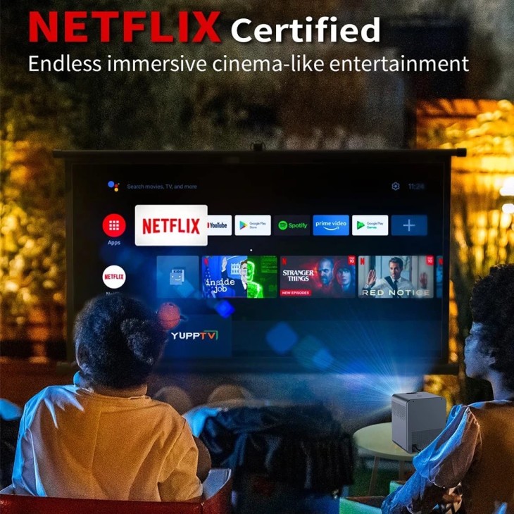 Videoprojektor Topleo i96 T3, Android 9.0, Google minősítés, beépített Chromecast, Full HD, WiFi, bluetooth, 150 ANSI