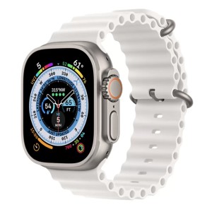 THD Ocean Band szíj, kompatibilis Apple Watch Ultra 49 mm/Apple Watch 42/44/45 mm, univerzális méret, fehér színű