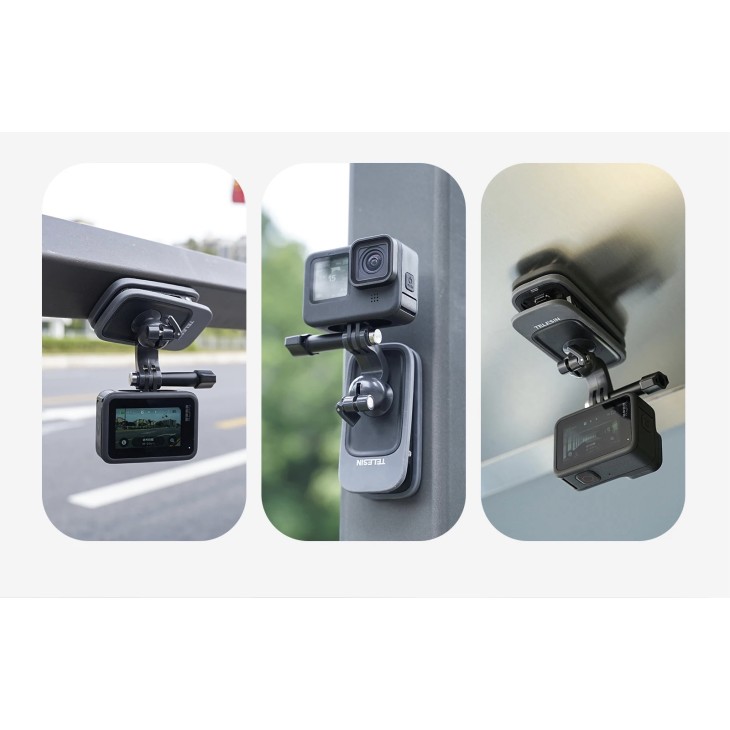 Telesin klipek a hátizsák hevedereinek rögzítéséhez, mágneses talp, kompatibilis GoPro Hero 11,10,9,8,7,6,5, DJI Osmo Action 3, Insta 360