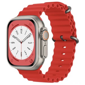 THD Ocean Band szíj, kompatibilis Apple Watch Ultra 49 mm/Apple Watch 42/44/45 mm, univerzális méret, piros szín