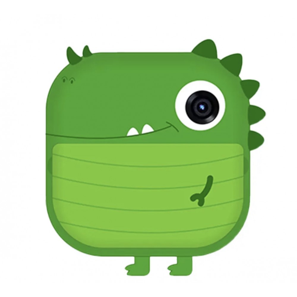 THD Pixels M2 kamera gyerekeknek, hőnyomtató, 18 megapixeles elülső lencse, szelfi objektív, dinoszauruszzöld