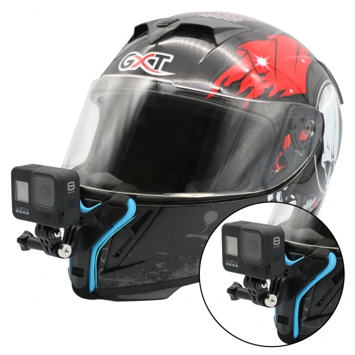 Sportkamerák rögzítésének támogatása motorkerékpárra, kerékpáros sisakra, kompatibilis GoPro Hero 12/11/10/9/8/7/6/5, Session, DJI Osmo Action, Akaso, YI