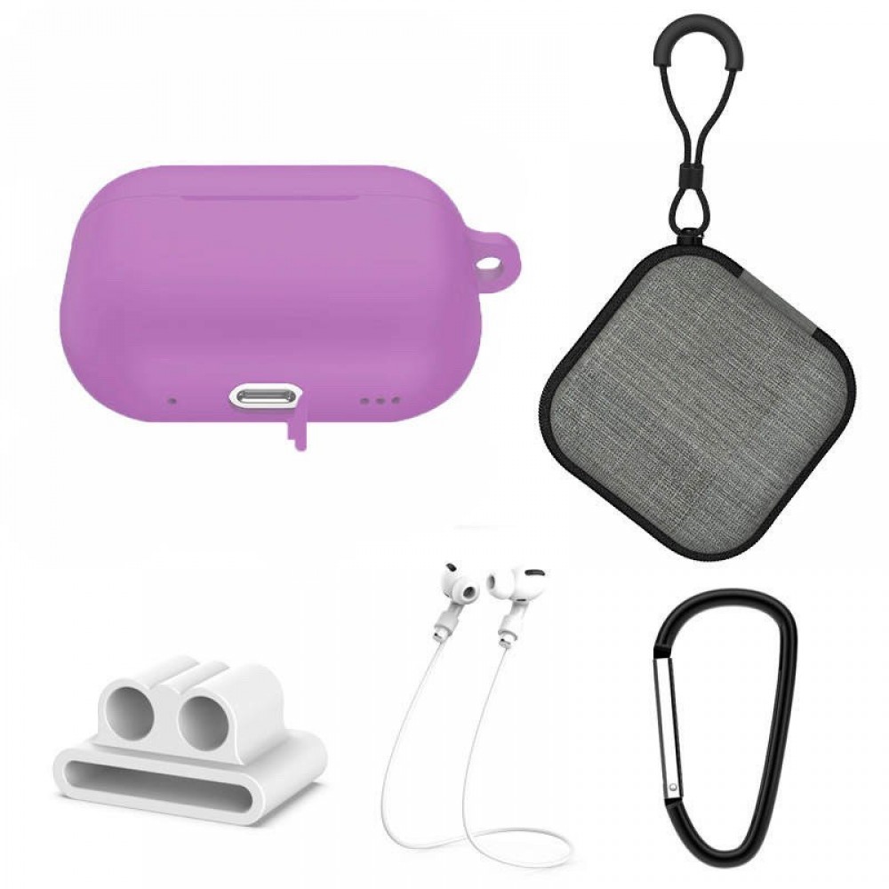 Bővített 5 az 1-ben készlet az Apple Airpods Pro 2. generációs fejhallgató védelmére, mélylila színű