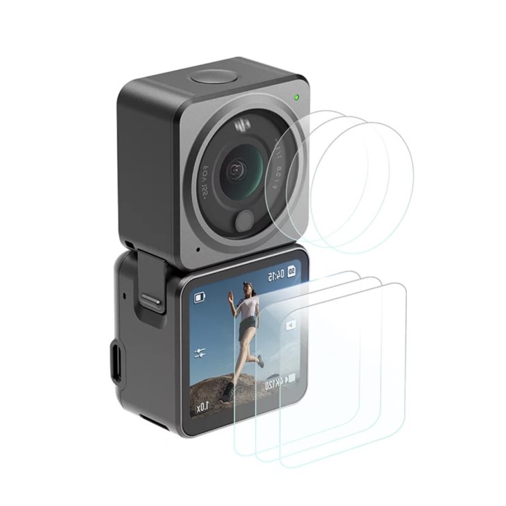Kijelző és lencsevédő üvegkészlet, Surewo márka, DJI Action 2 kamerához