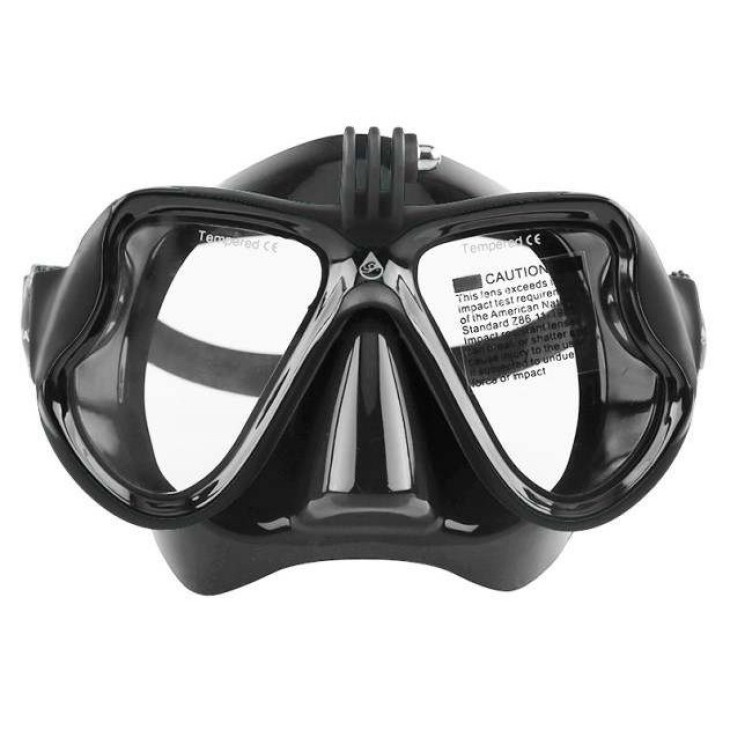 Aloma AM708 búvár- és szabadtüdős merülőkészlet, amely maszkból és csőből, kettős lencséből, GoPro-tartóból áll, fekete