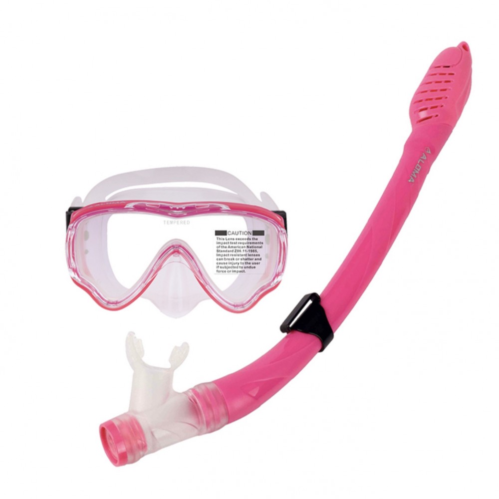 Aloma CT-3 búvár- és snorkeling készlet 5-12 éves gyermekek számára, maszkból és tubusból, egy lencsével, rózsaszín