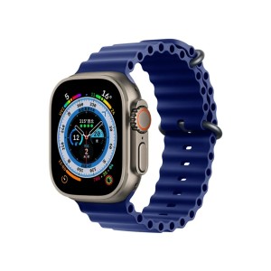 Okosóra szíj, THD, Ocean modell, kompatibilis: Apple Watch Ultra2 49 mm, Apple Watch 45 mm series 9, Apple Watch SE 44 mm, univerzális méret, sötétkék