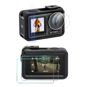 Kijelzővédő üveg és Telesin lencsekészlet, DJI Osmo Action 4 kamerához