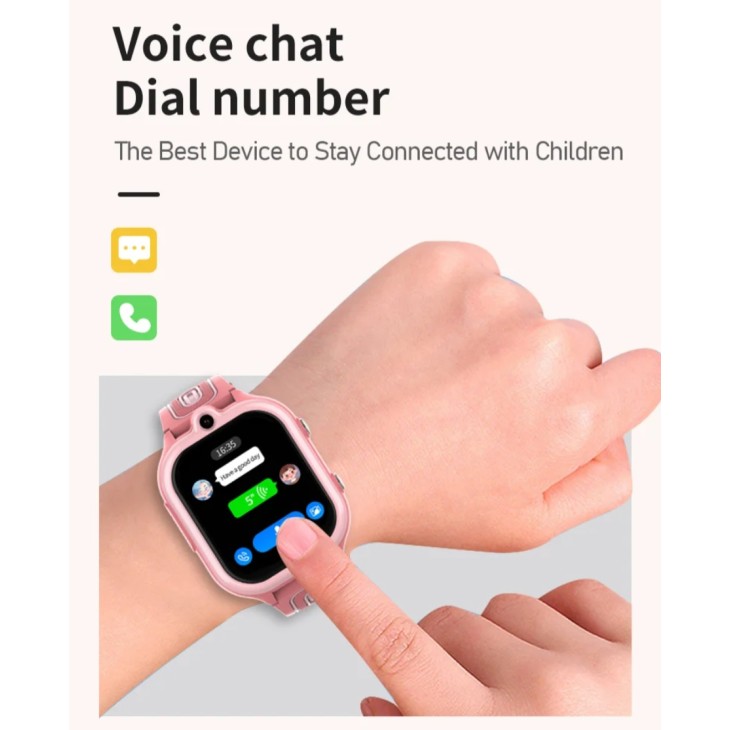 Gyermek okosóra, Valdus DF91, Nano SIM 4G, telefon funkció, videohívás, GPS+LBS, SOS gomb, 8GB memória, rózsaszín
