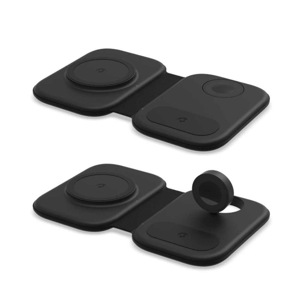 3 az 1-ben vezeték nélküli töltő, IKATAK, kompatibilis: iPhone 15,14,13,12, Apple Watch, Airpods, teljesítmény 3W/15W, összecsukható