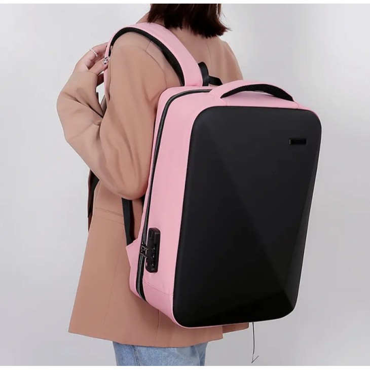 TAIKESEN TK-L1 hátizsák, smart casual, vízálló, lopásgátló zseb, USB porttal, rózsaszín