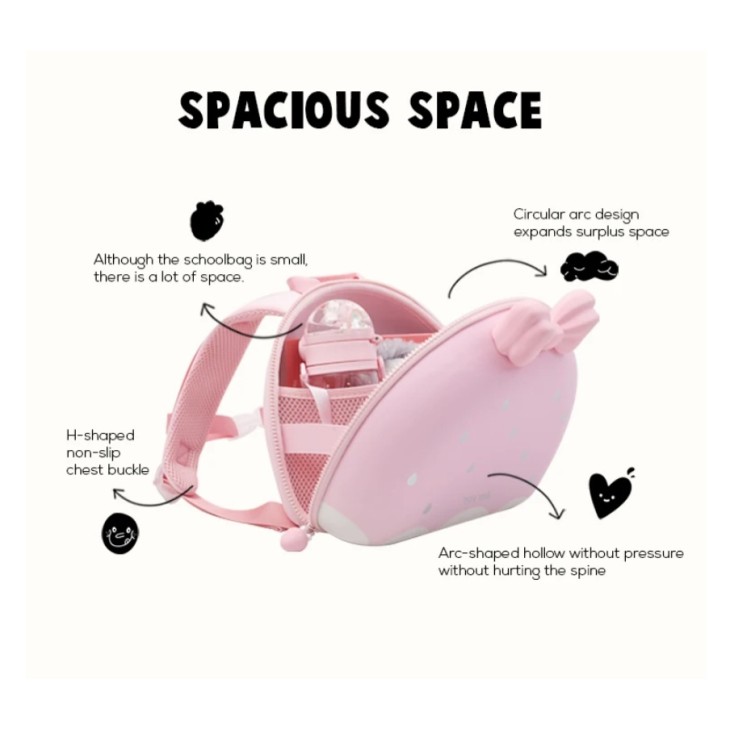  Zoyzoii® B8 hátizsák 4-10 éves gyerekeknek, innovatív 3D dizájn, eper tejszínhab mintával