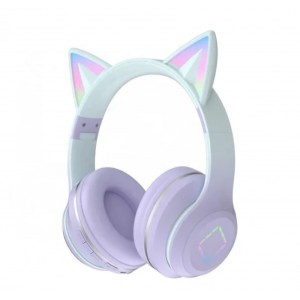 Over Ear audio fejhallgató gékereknek, J&Y, vehíszásákás, össécsukható, fényeffektus, mályvaszínű