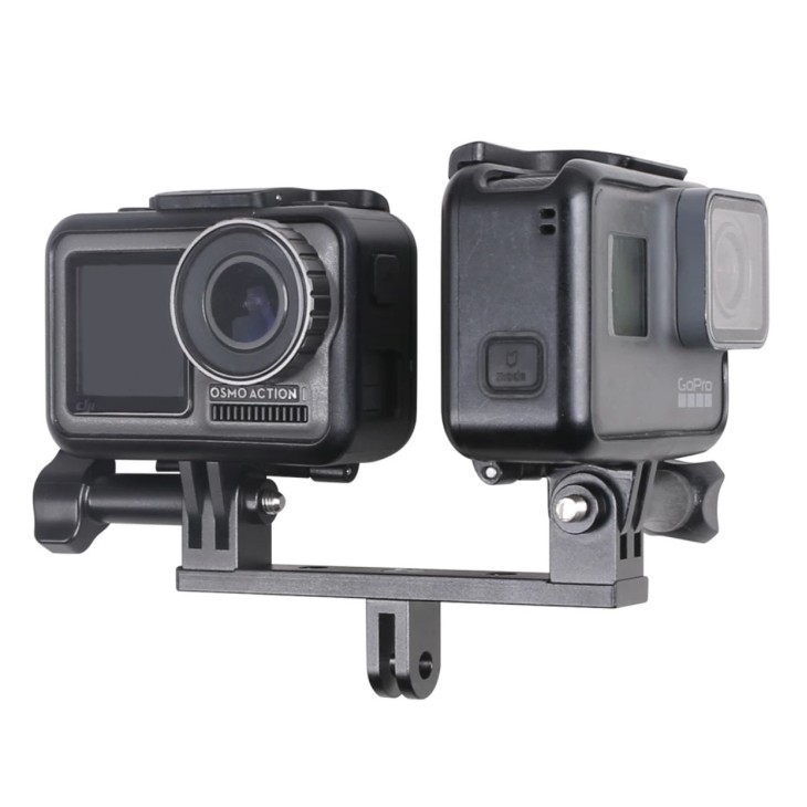Kettős alumínium rögzítési rendszer sportkamerákhoz GoPro Hero 12, 11, 10, 9, 8, 7, 6 DJI Osmo Action, SJCAM és egyéb tartozékok