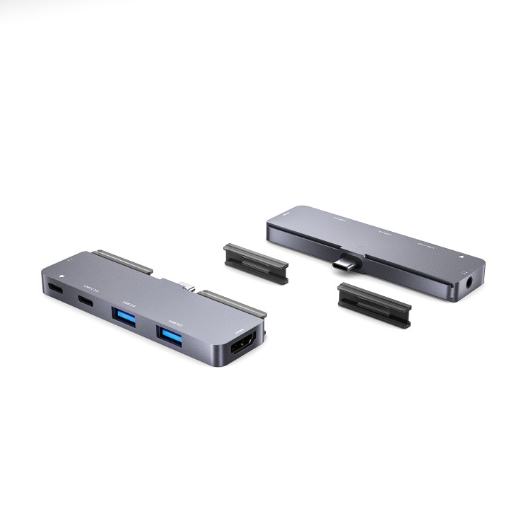 IKATAK 6 az 1-ben adapter, USB-C-HDMI 4k 30HZ, 2 x USB3.0, audio, 2 x USB-C, kompatibilis az Apple iPad Pro készülékkel