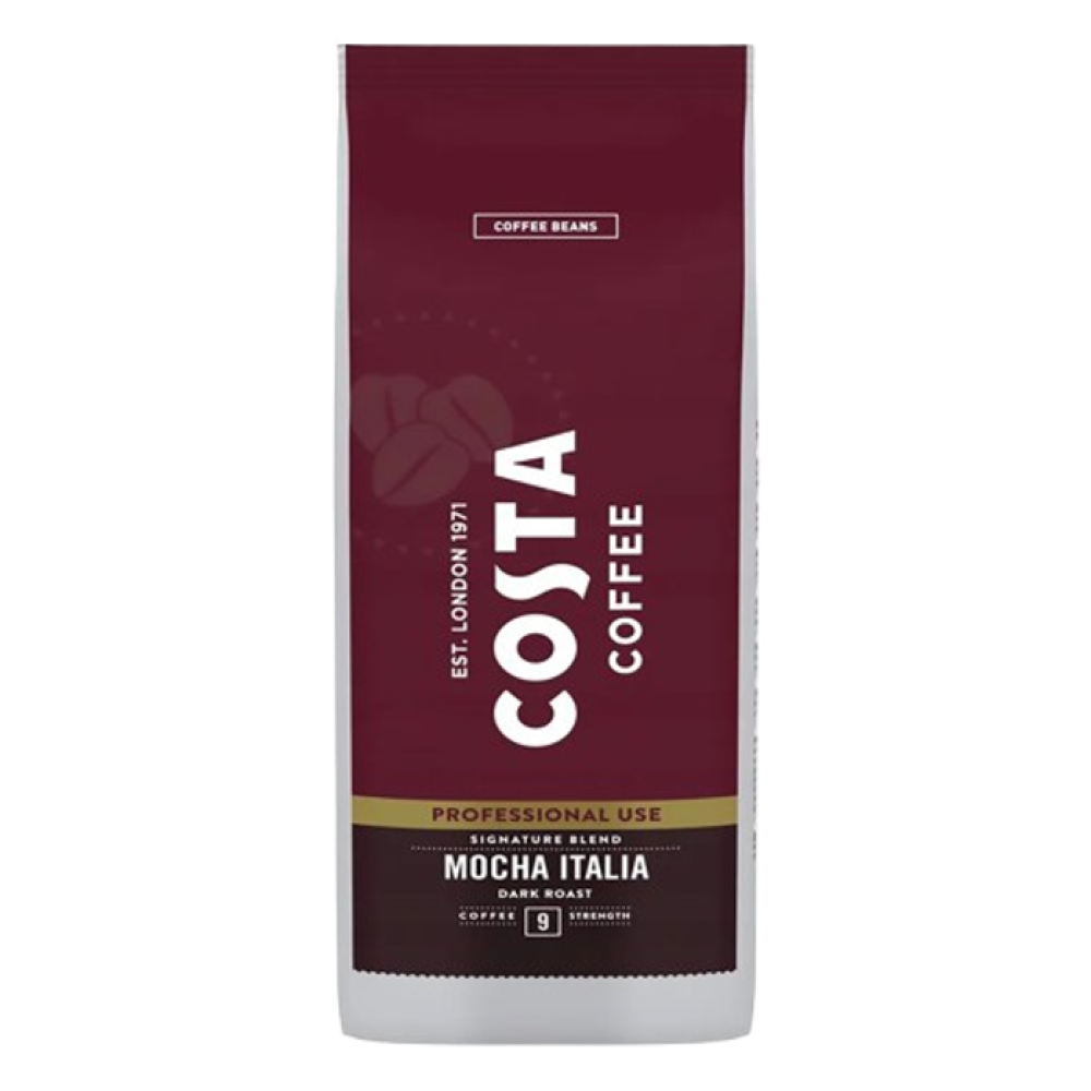 Costa Professional Mocha Italia sötét pörkölésű kávébabok, 1 kg, 9-es intenzitás, arabica és robusta, intenzív pörkölésű