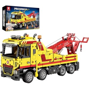 Reobrix Tow Truck RC vontató építőkészlet, mechanikus beavatkozó jármű távirányítású daruval, 1794 darab, 22012, 14+