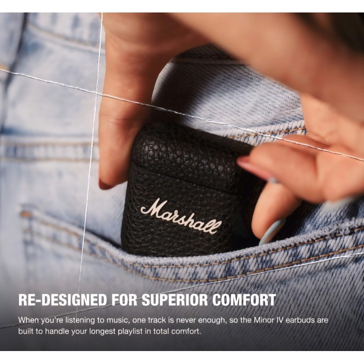 Marshall Minor IV fülhallgató, vezeték nélküli, Bluetooth, 30 órás üzemidő, fekete