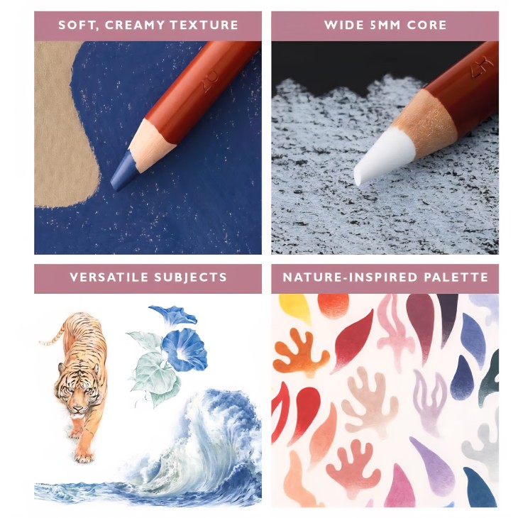 24 db-os Derwent Drawing professzionális színes ceruza készlet, fémdoboz, intenzív színek, puha bél művészi rajzoláshoz és satírozáshoz