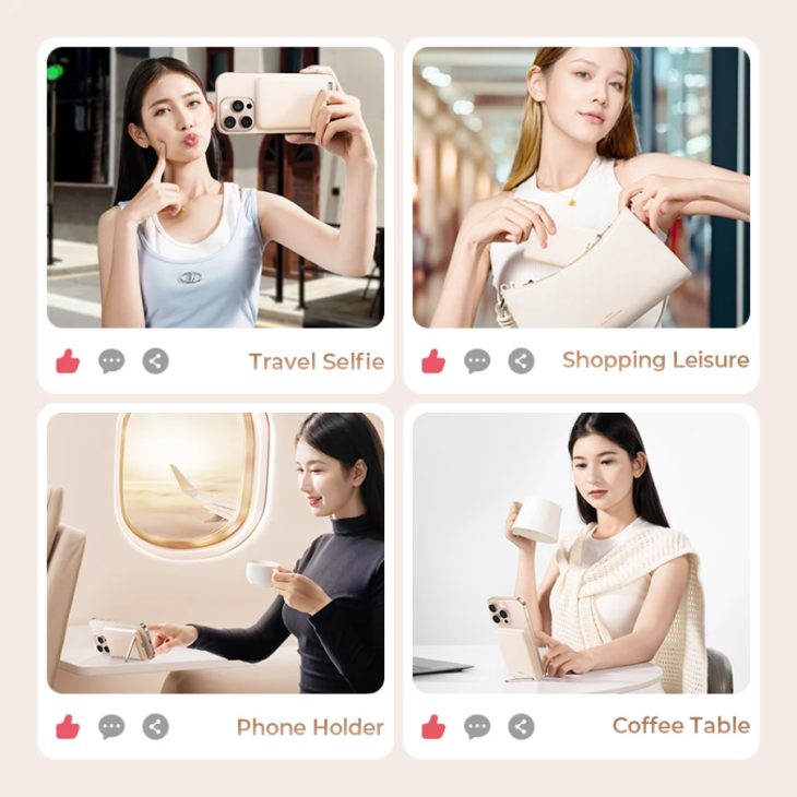 Mágneses külső akkumulátor, LISEN 102B, vezeték nélküli 15W, kábel 22.5W, kapacitás 10000mAh, beépített állvány, iPhone MagSafe kompatibilis